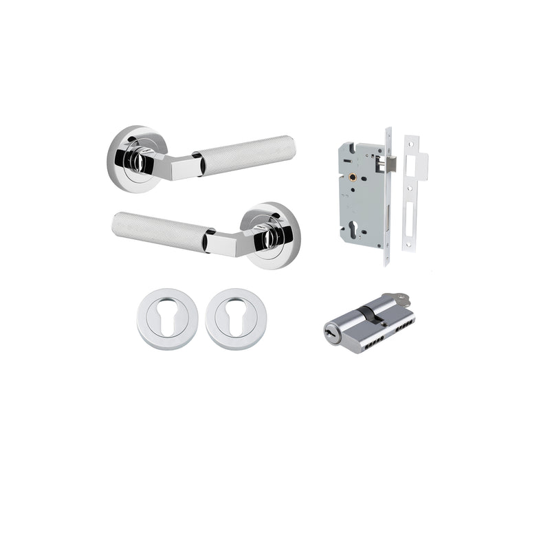 Brunswick Lever on Rose Polished Chrome Entrance Kit - Key/Key