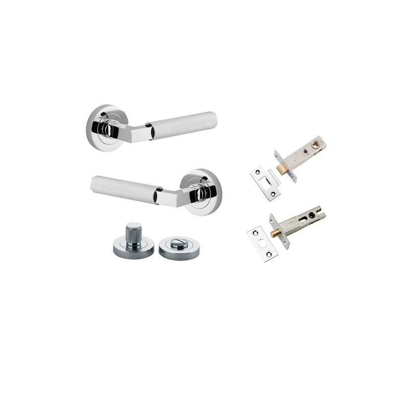 Brunswick Lever on Rose Polished Chrome Privacy Kit