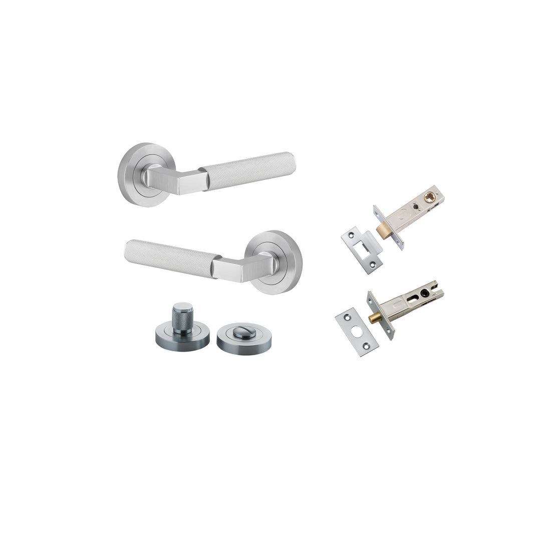 Brunswick Lever on Rose Brushed Chrome Privacy Kit