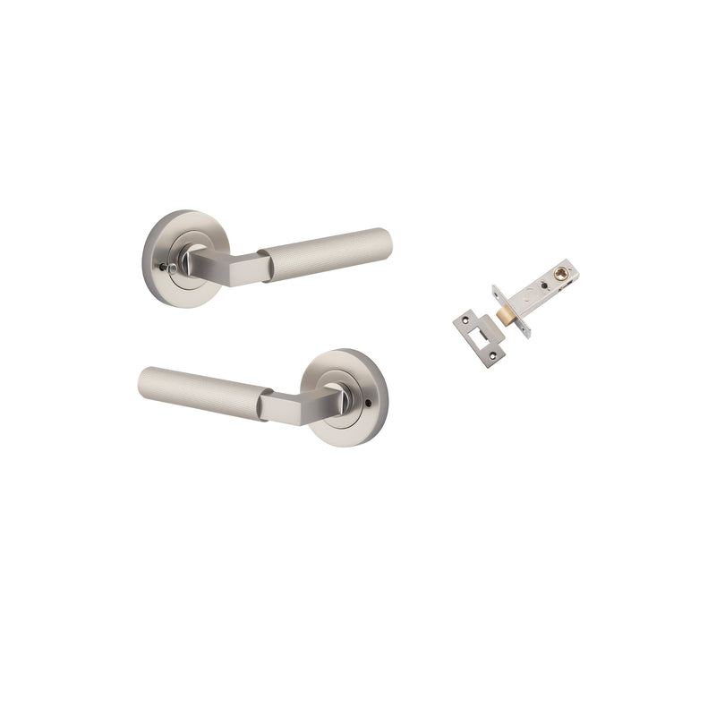 Brunswick Lever on Rose Satin Nickel Inbuilt Privacy Kit