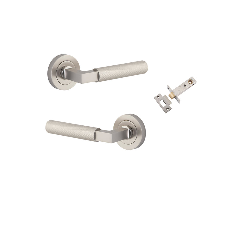 Brunswick Lever on Rose Satin Nickel Passage Kit