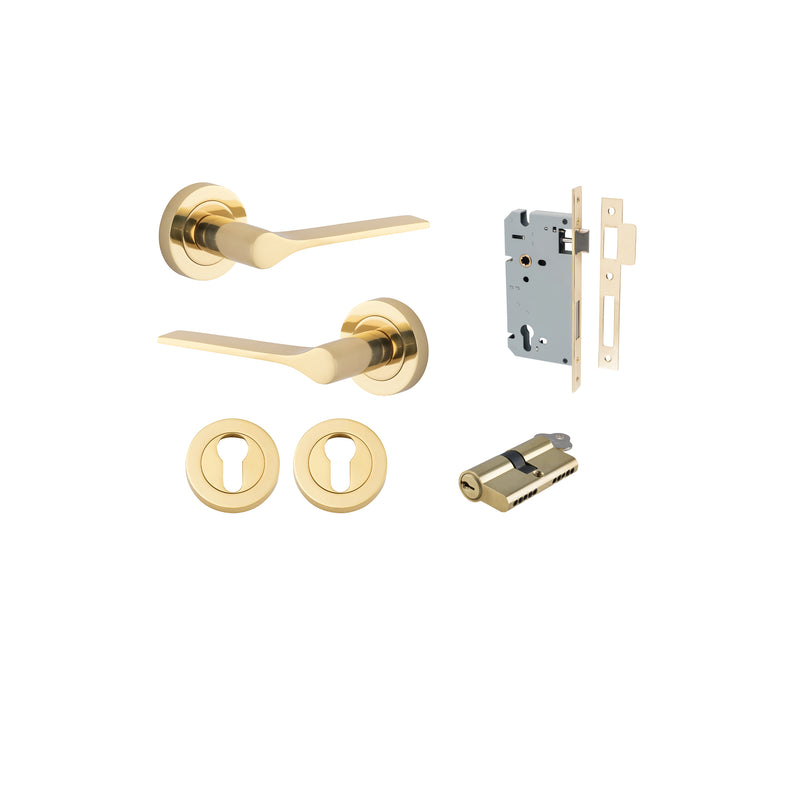 Como Lever on Rose Polished Brass Entrance Kit - Key/Key