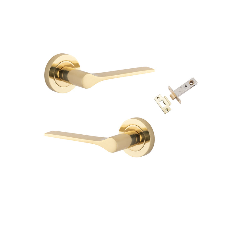 Como Lever on Rose Polished Brass Passage Kit