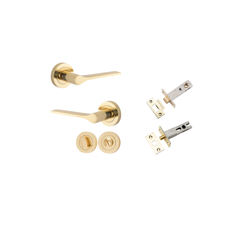 Como Lever on Rose Polished Brass Privacy Kit