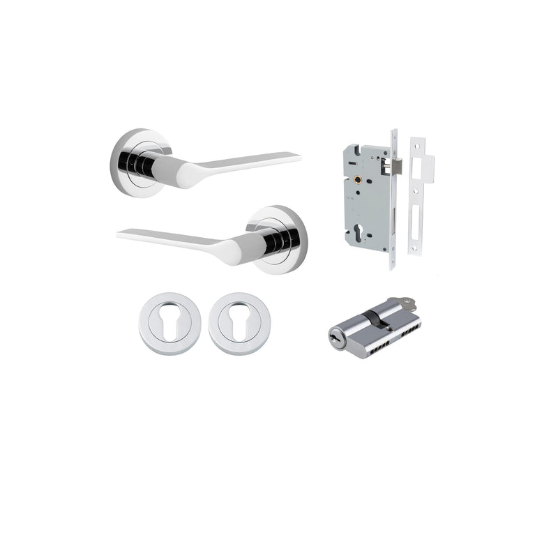 Como Lever on Rose Polished Chrome Entrance Kit - Key/Key