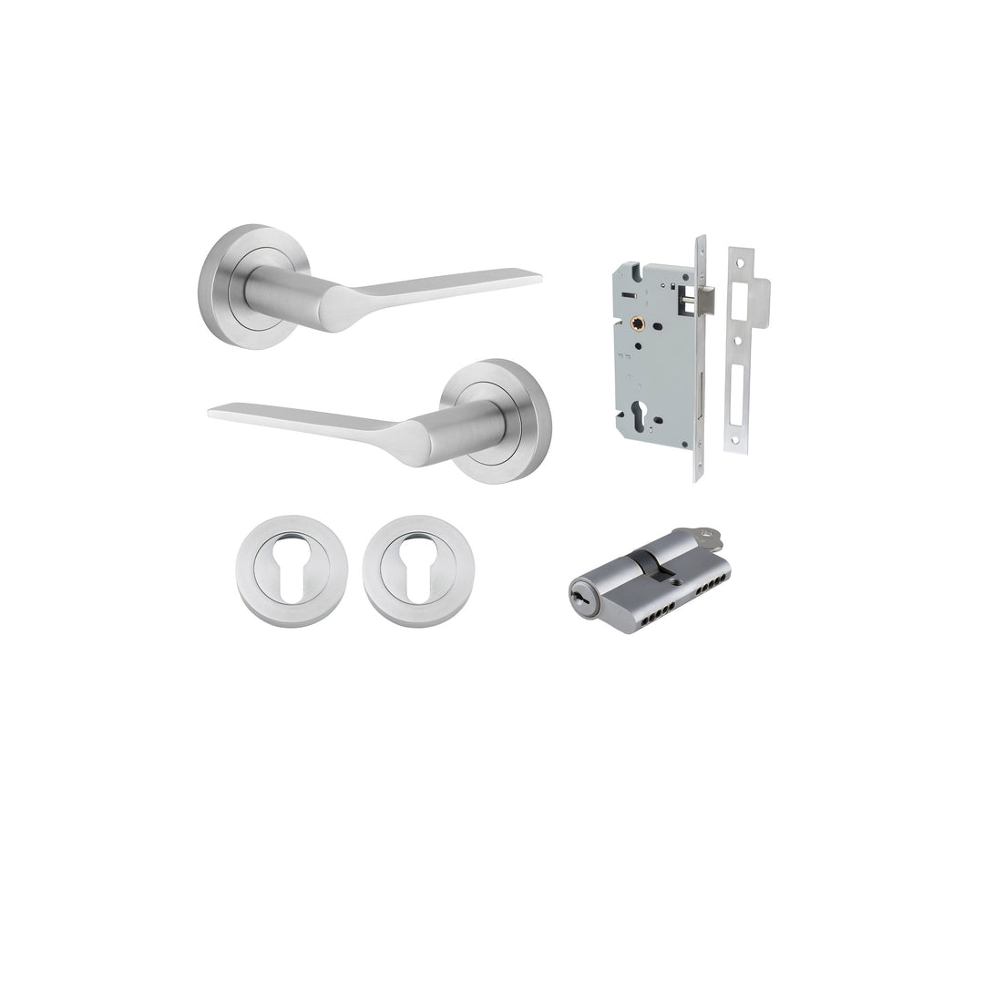Como Lever on Rose Brushed Chrome Entrance Kit - Key/Key