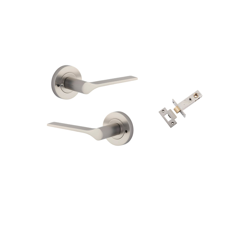 Como Lever on Rose Satin Nickel Inbuilt Privacy Kit