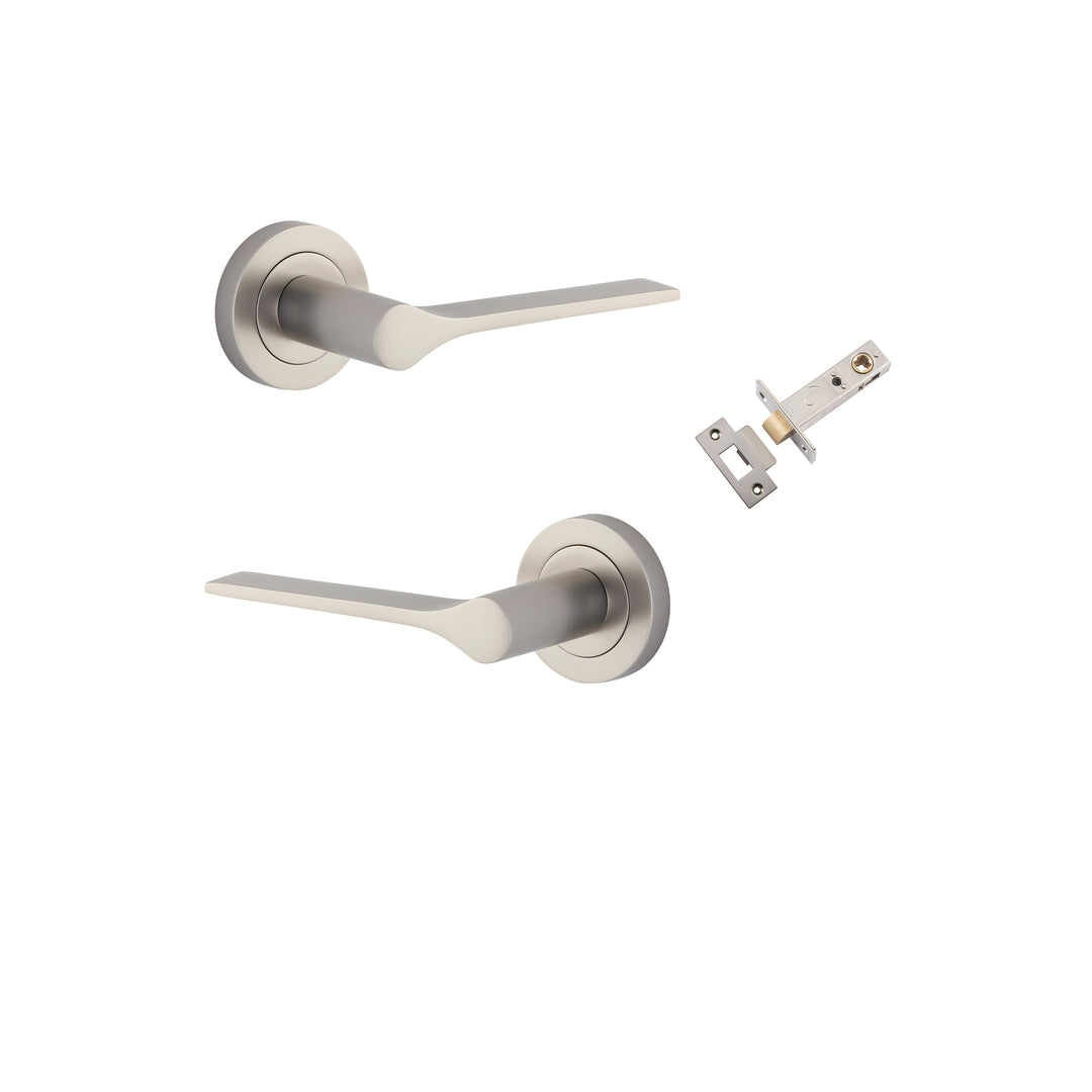 Como Lever on Rose Satin Nickel Passage Kit