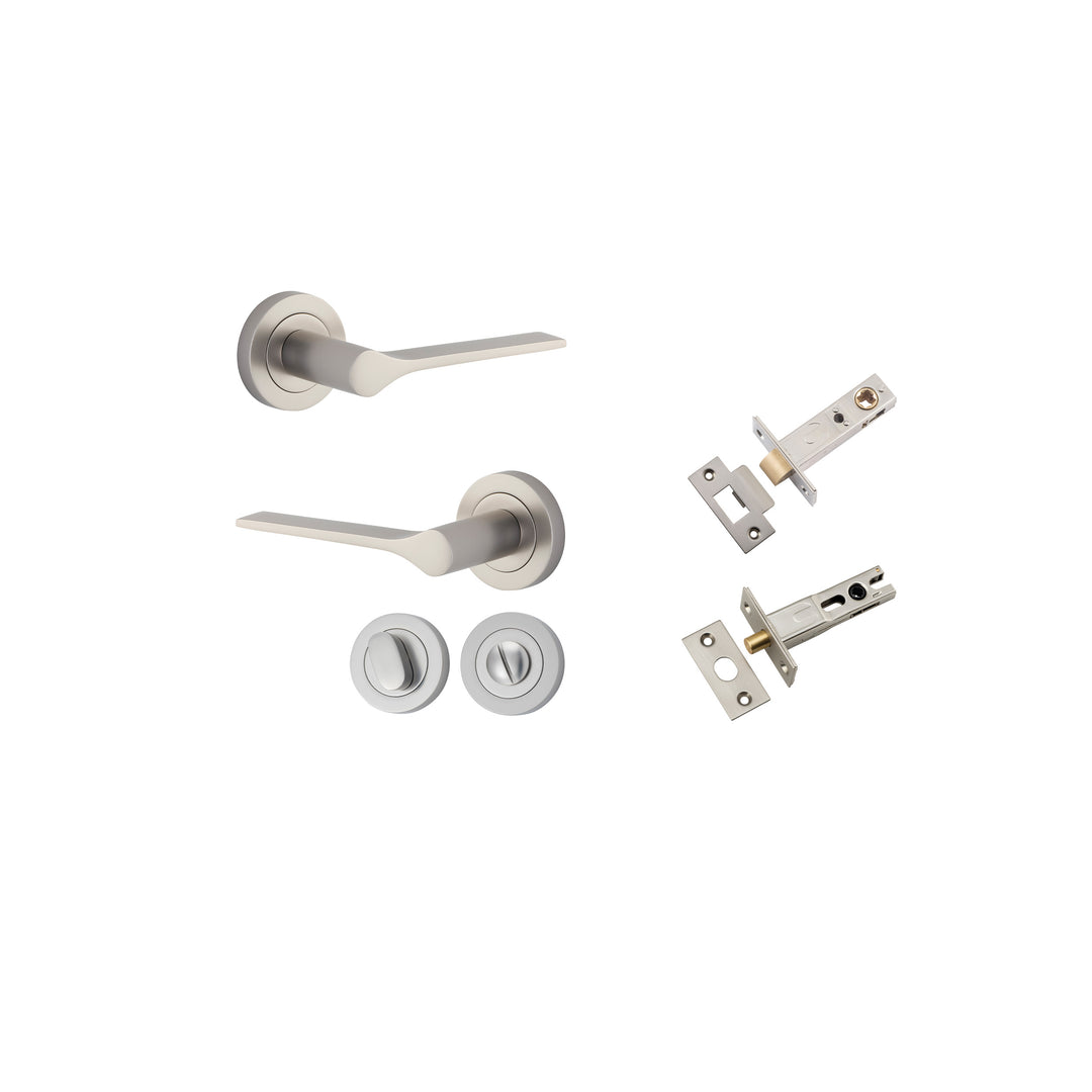 Como Lever on Rose Satin Nickel Privacy Kit