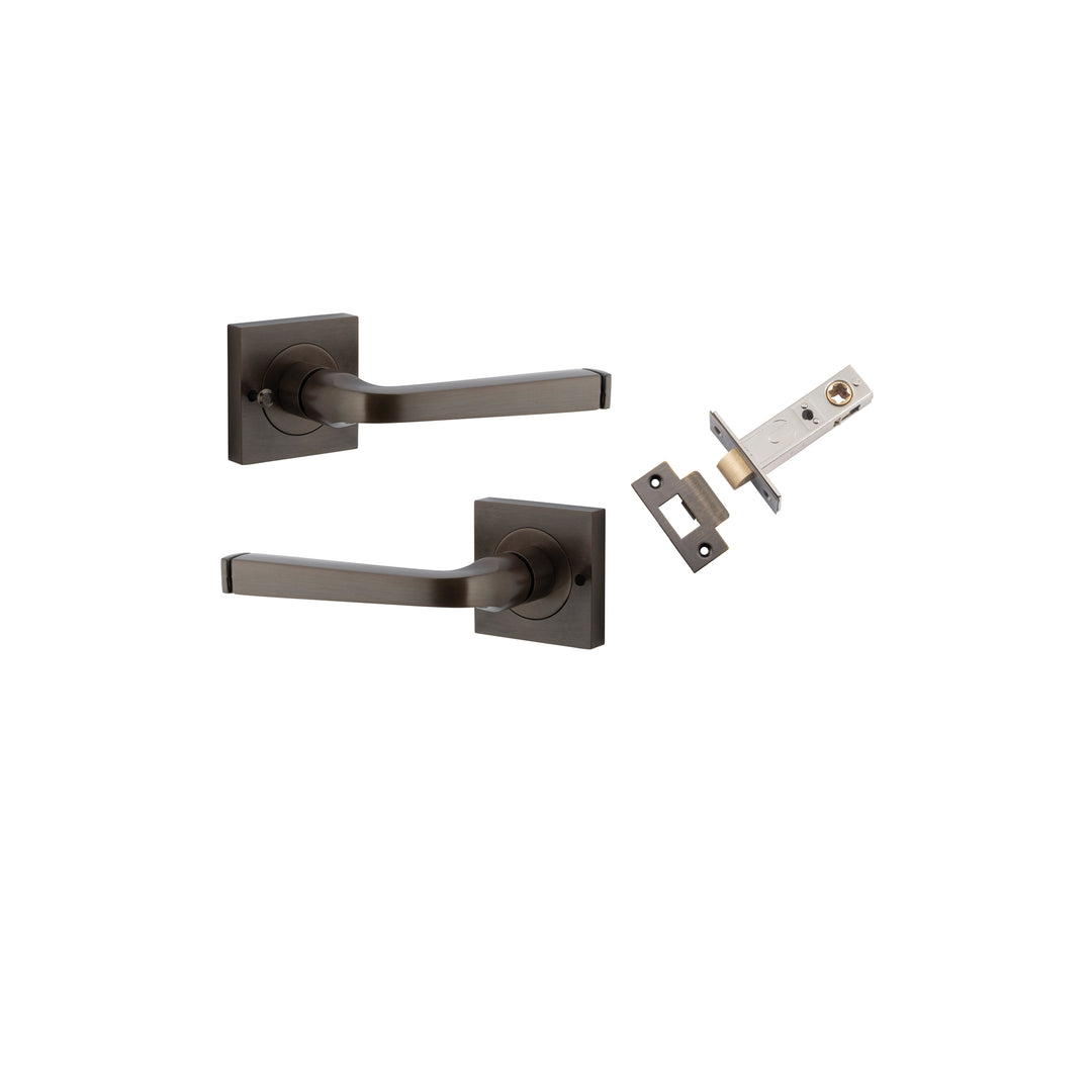 Annecy Lever on Square Rose Signature Brass Inbuilt Privacy Kit
