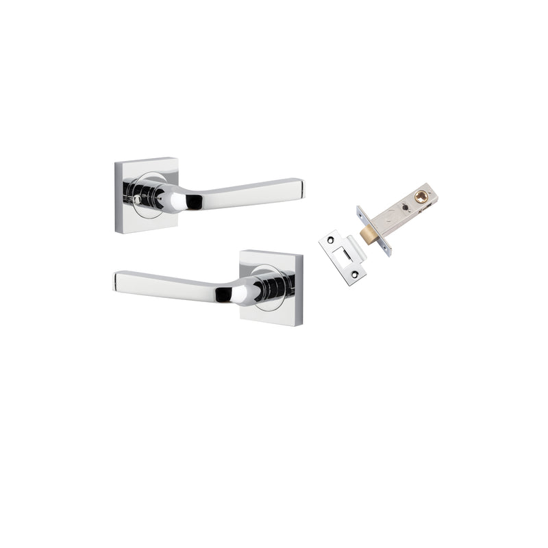 Annecy Lever on Square Rose Polished Chrome Inbuilt Privacy Kit