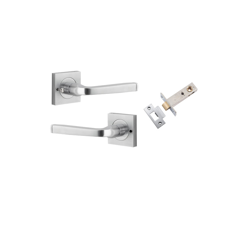 Annecy Lever on Square Rose Brushed Chrome Inbuilt Privacy Kit