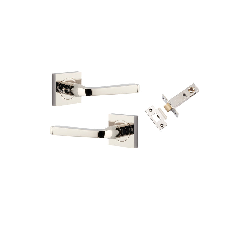 Annecy Lever on Square Rose Polished Nickel Inbuilt Privacy Kit