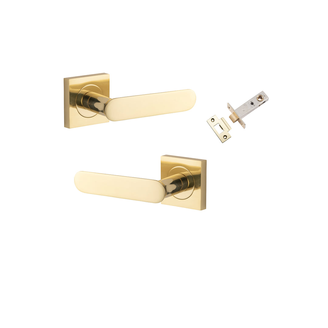 Bronte Lever on Square Rose Polished Brass Passage Kit