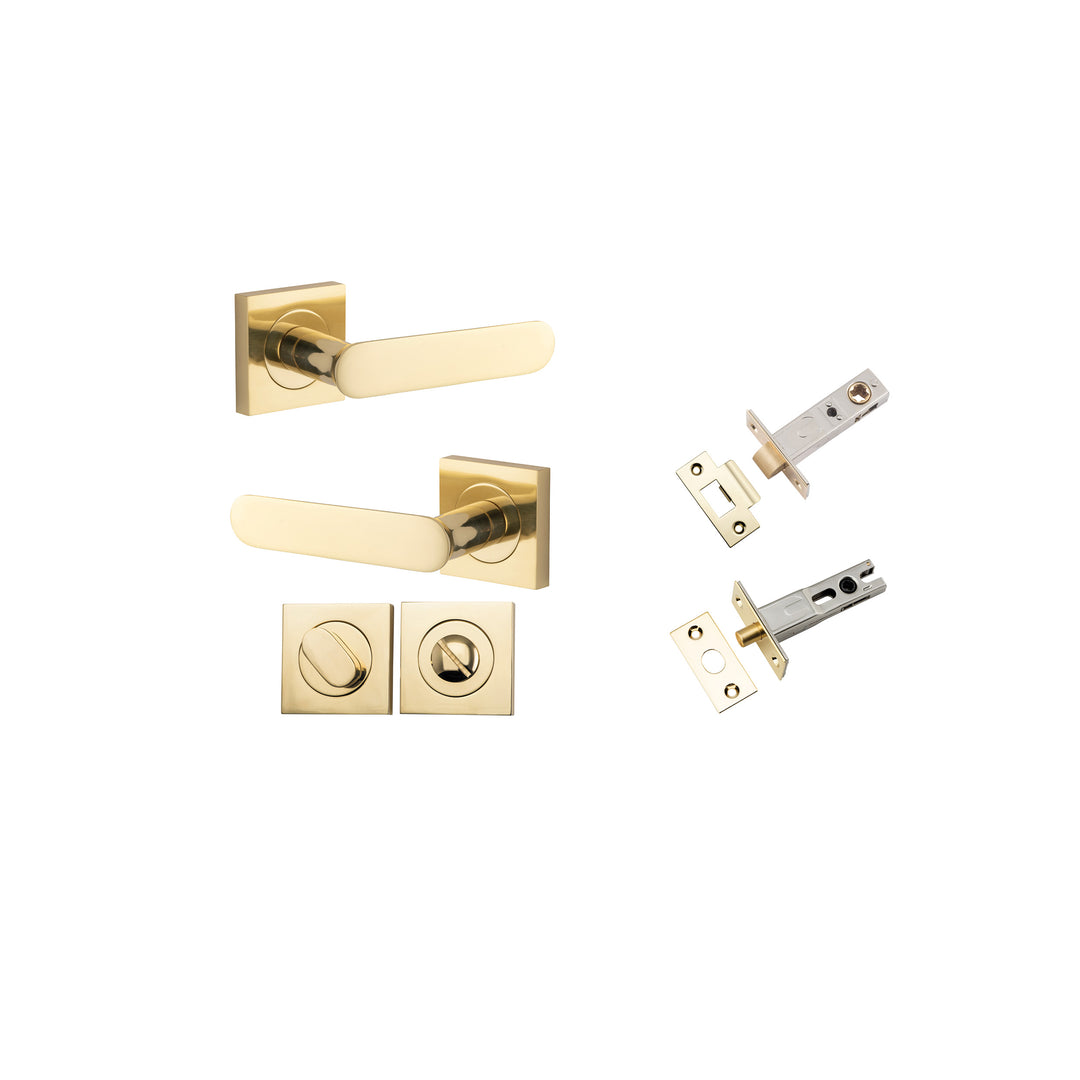 Bronte Lever on Square Rose Polished Brass Privacy Kit