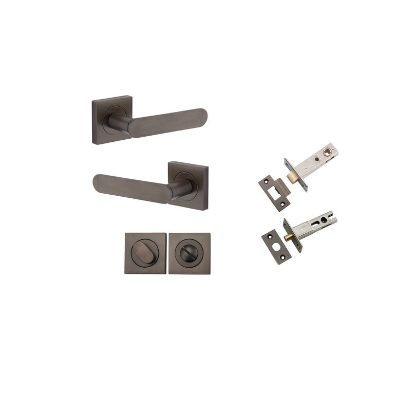 Bronte Lever on Square Rose Signature Brass Privacy Kit