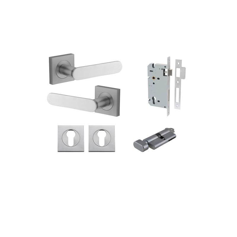 Bronte Lever on Square Rose Brushed Chrome Entrance Kit - Key/Thumb Turn