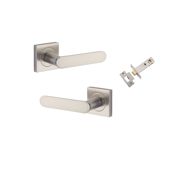 Bronte Lever on Square Rose Satin Nickel Passage Kit