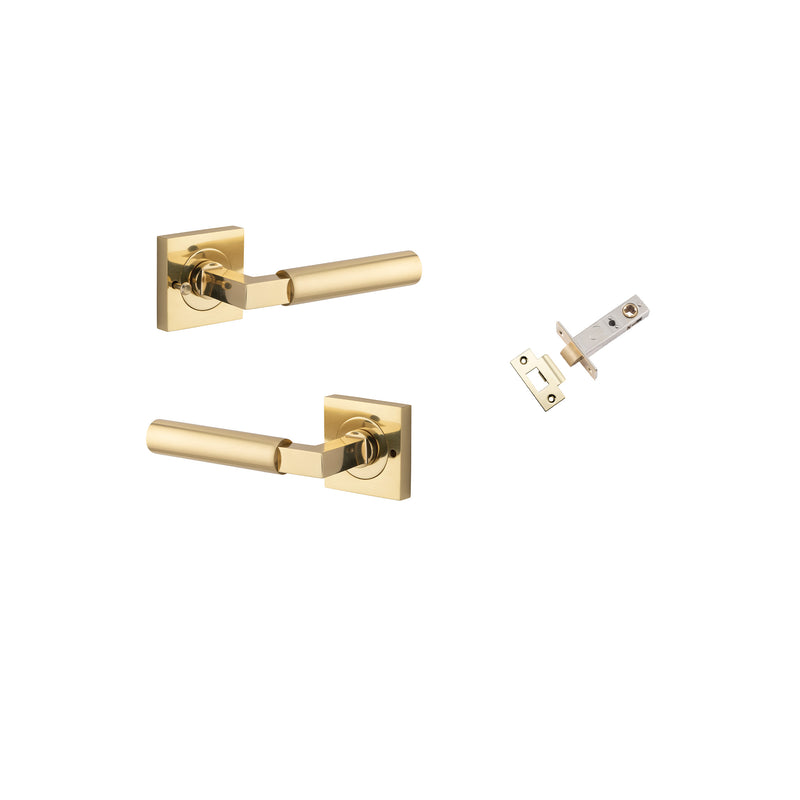 Berlin Lever on Square Rose Polished Brass Inbuilt Privacy Kit