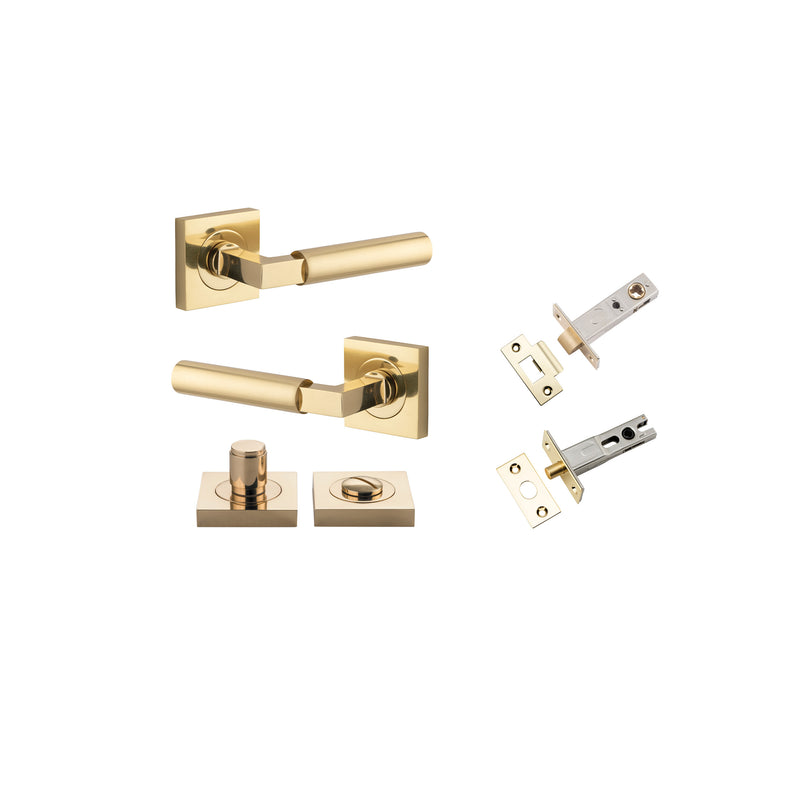 Berlin Lever on Square Rose Polished Brass Privacy Kit