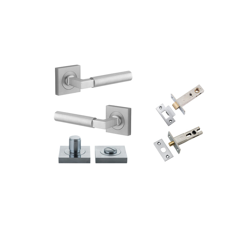 Berlin Lever on Square Rose Brushed Chrome Privacy Kit