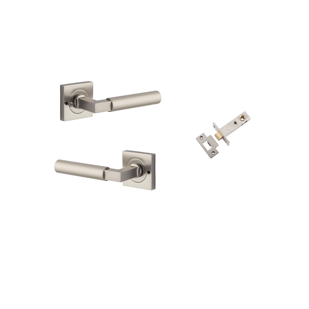 Berlin Lever on Square Rose Satin Nickel Inbuilt Privacy Kit