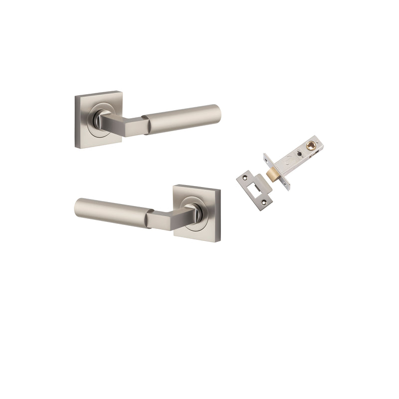 Berlin Lever on Square Rose Satin Nickel Passage Kit