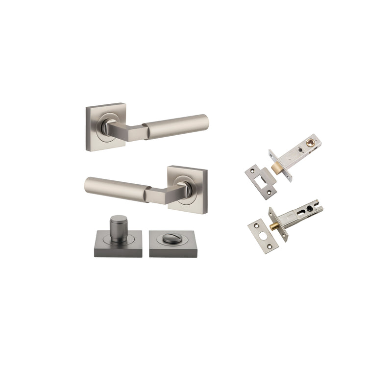 Berlin Lever on Square Rose Satin Nickel Privacy Kit