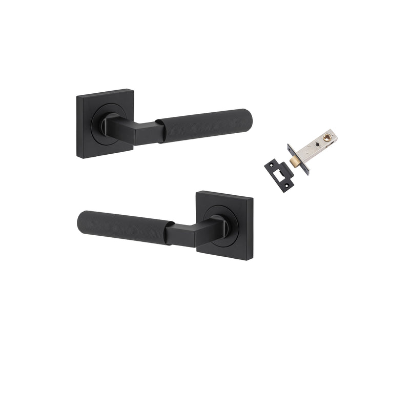 Brunswick Lever on Square Rose Matt Black Passage Kit