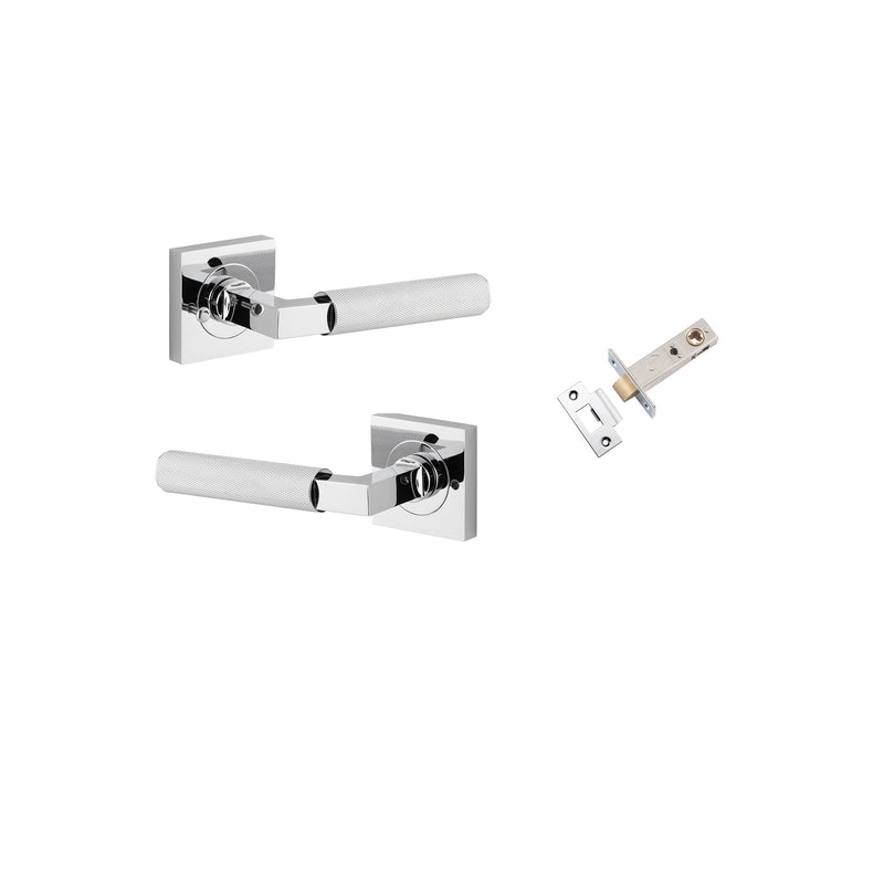 Brunswick Lever on Square Rose Polished Chrome Inbuilt Privacy Kit