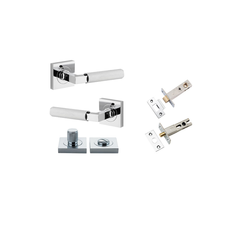 Brunswick Lever on Square Rose Polished Chrome Privacy Kit