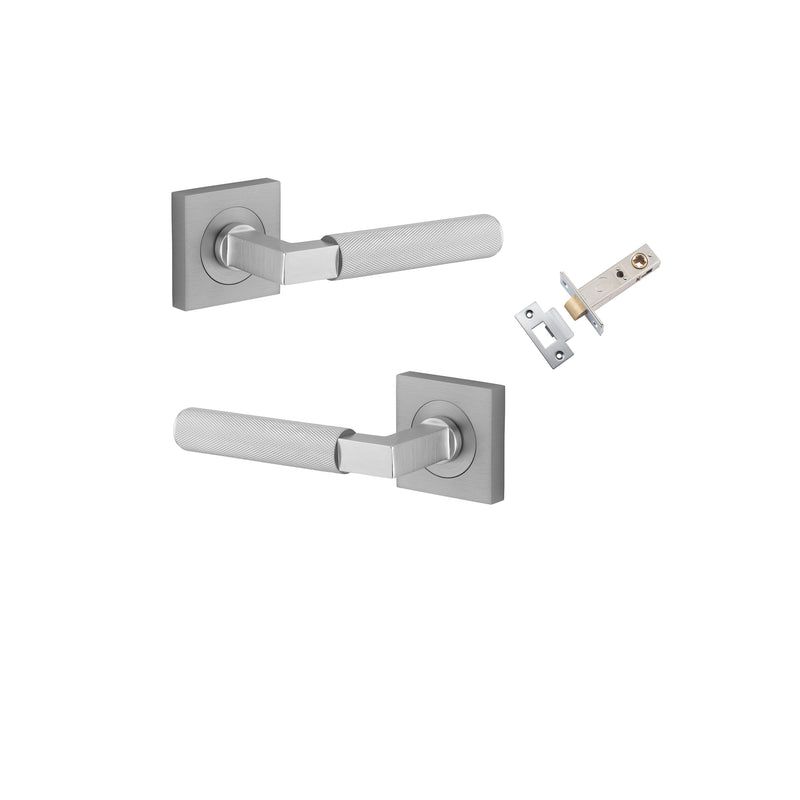 Brunswick Lever on Square Rose Brushed Chrome Passage Kit