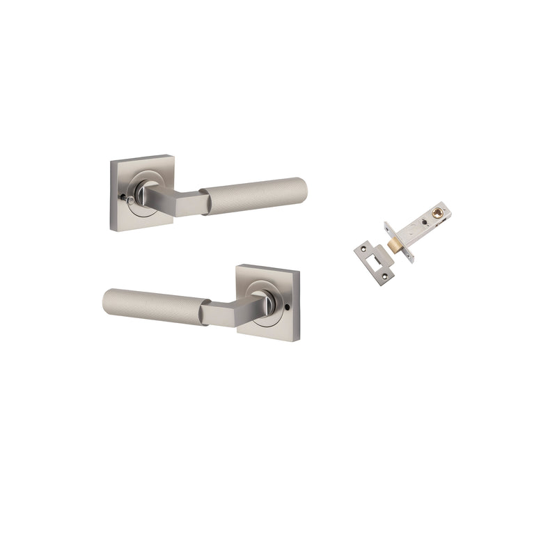 Brunswick Lever on Square Rose Satin Nickel Inbuilt Privacy Kit