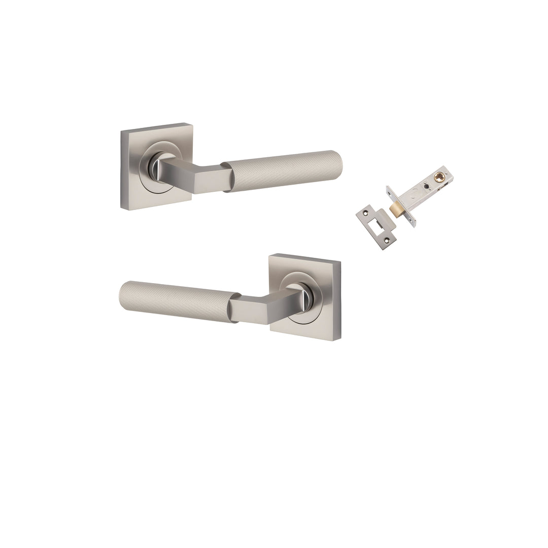 Brunswick Lever on Square Rose Satin Nickel Passage Kit