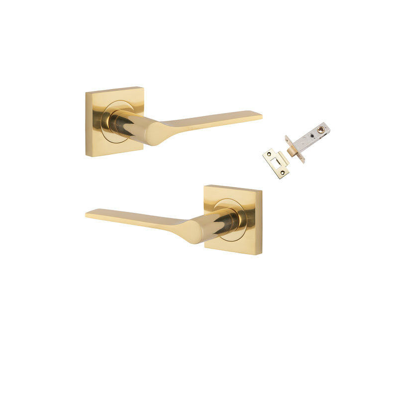 Como Lever on Square Rose Polished Brass Passage Kit