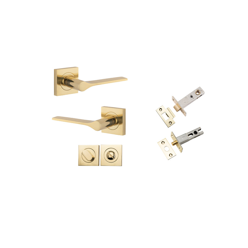 Como Lever on Square Rose Polished Brass Privacy Kit