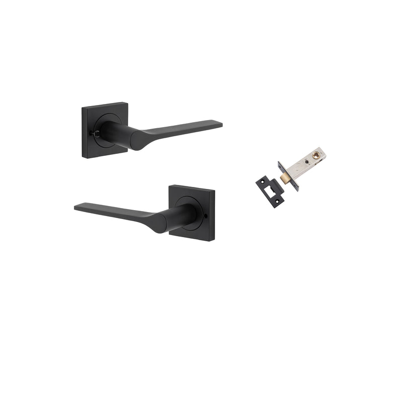 Como Lever on Square Rose Matt Black Inbuilt Privacy Kit