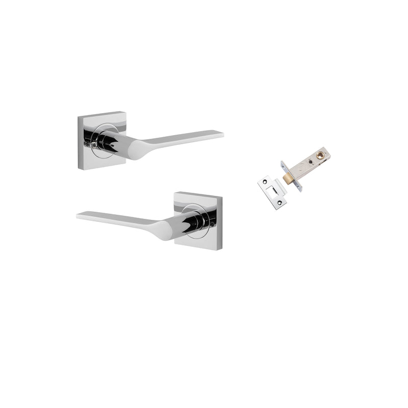 Como Lever on Square Rose Polished Chrome Inbuilt Privacy Kit