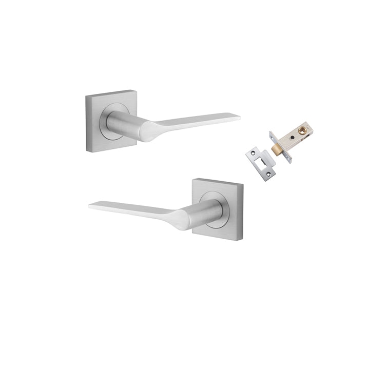 Como Lever on Square Rose Brushed Chrome Passage Kit