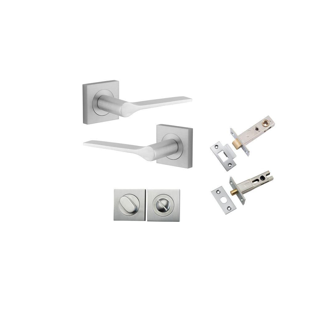 Como Lever on Square Rose Brushed Chrome Privacy Kit
