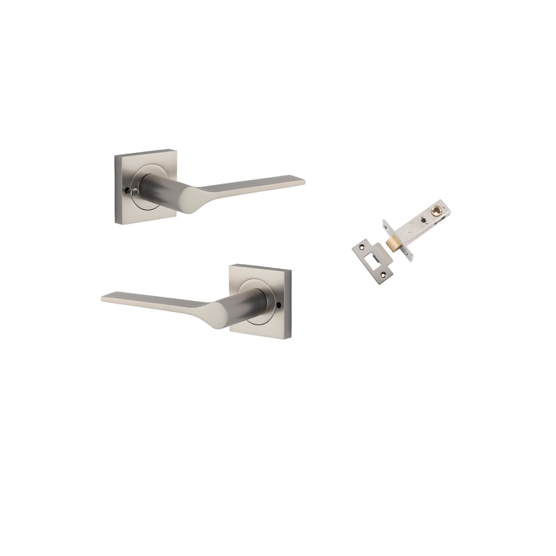 Como Lever on Square Rose Satin Nickel Inbuilt Privacy Kit