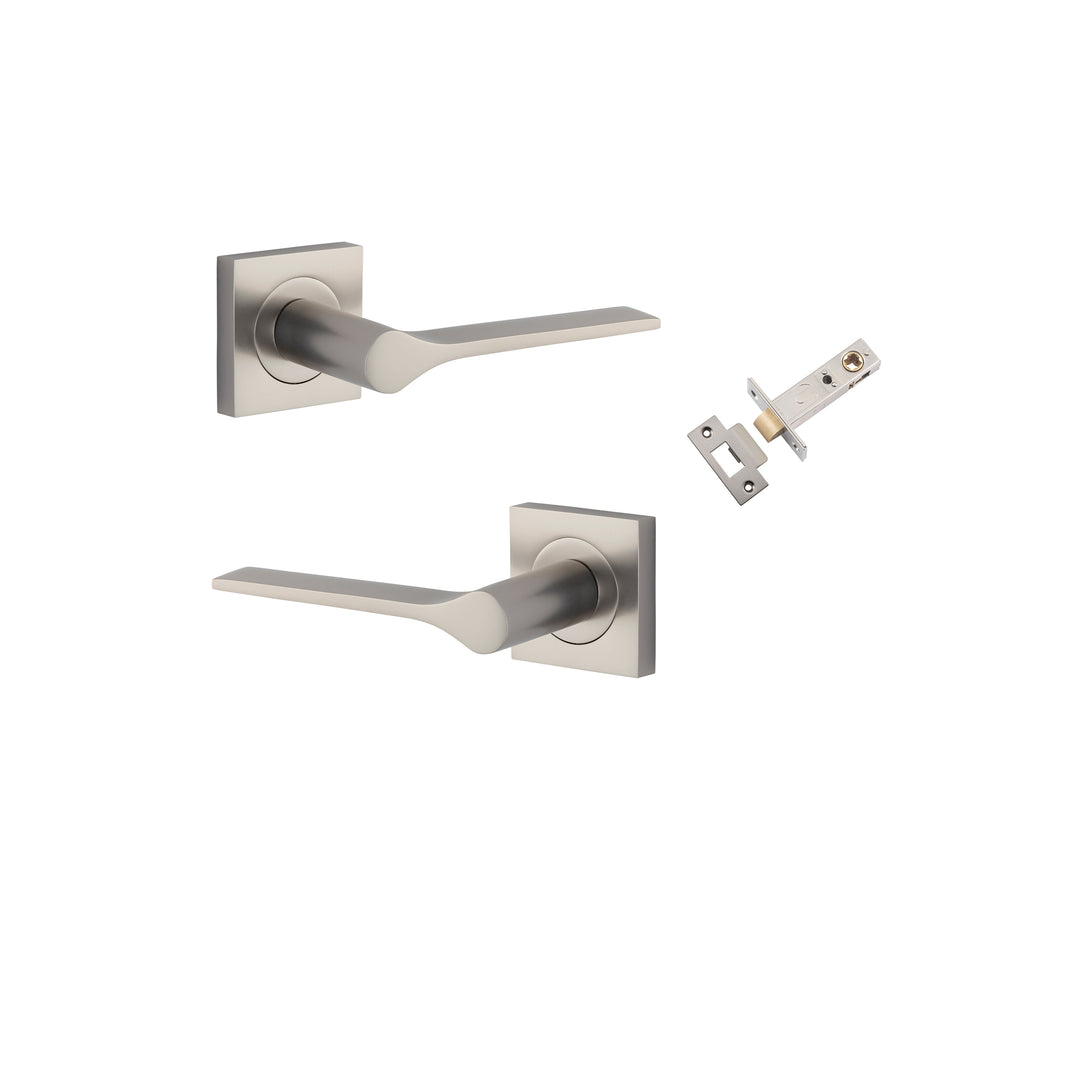 Como Lever on Square Rose Satin Nickel Passage Kit