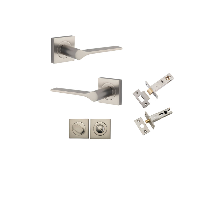 Como Lever on Square Rose Satin Nickel Privacy Kit