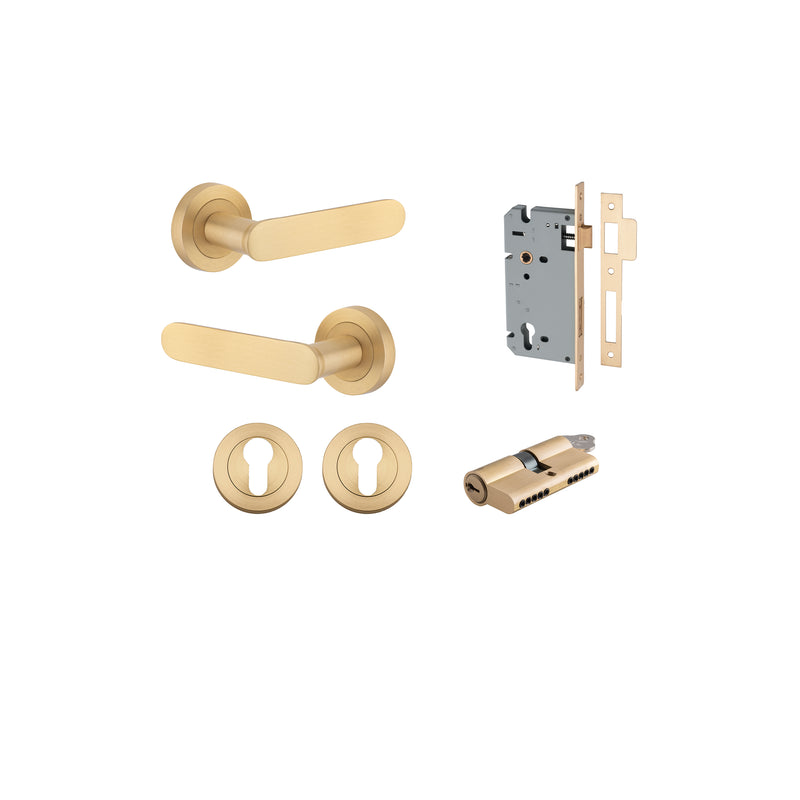 Bronte Lever on Rose Brushed Brass Entrance Kit - Key/Key