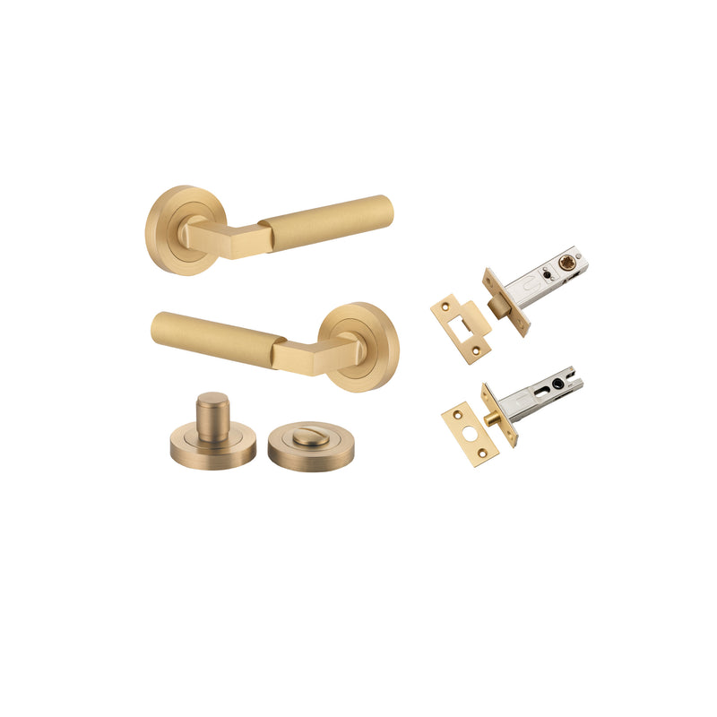 Berlin Lever on Rose Brushed Brass Privacy Kit