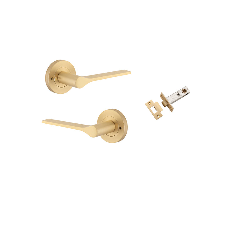 Como Lever on Rose Brushed Brass Inbuilt Privacy Kit