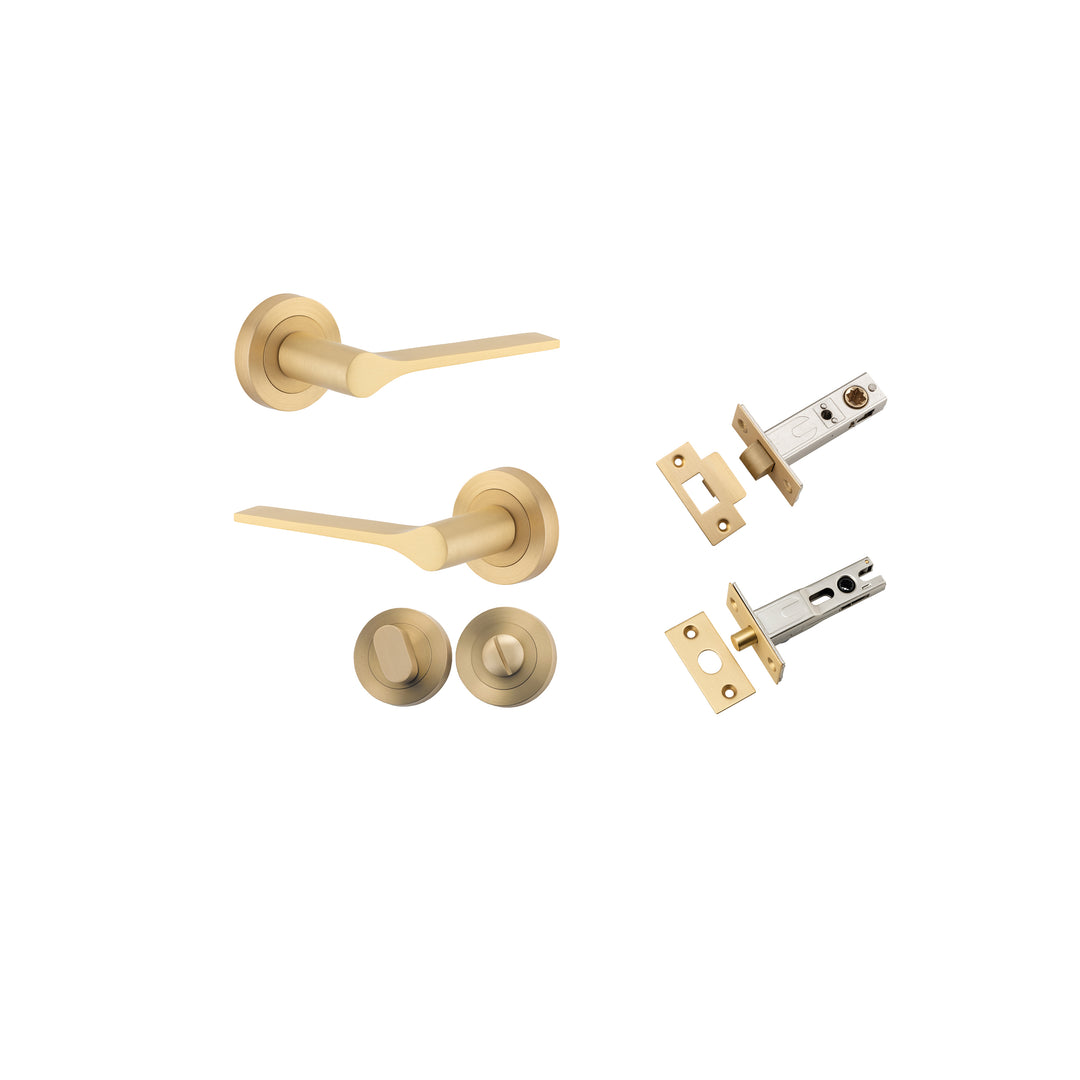 Como Lever on Rose Brushed Brass Privacy Kit