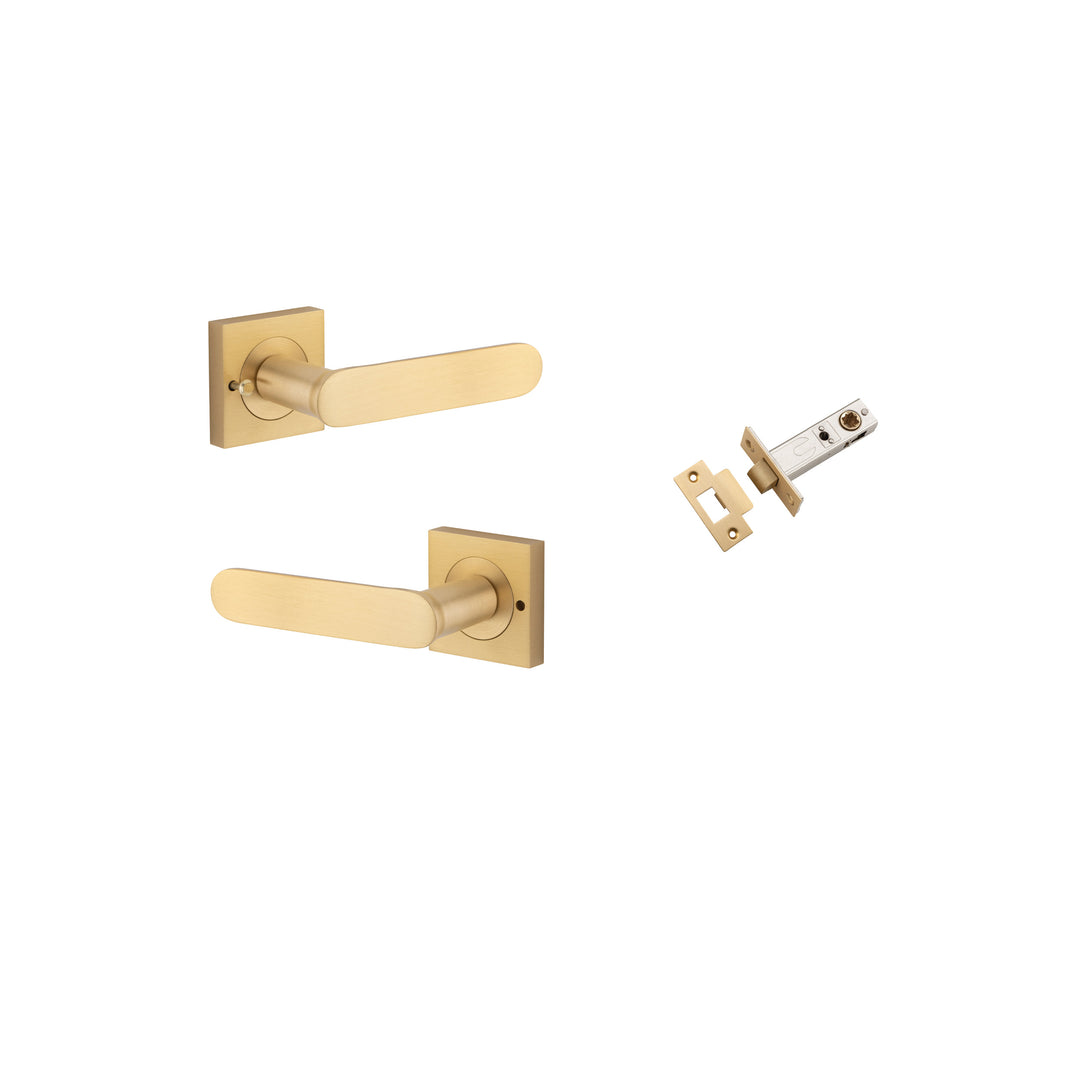 Bronte Lever on Square Rose Brushed Brass Inbuilt Privacy Kit