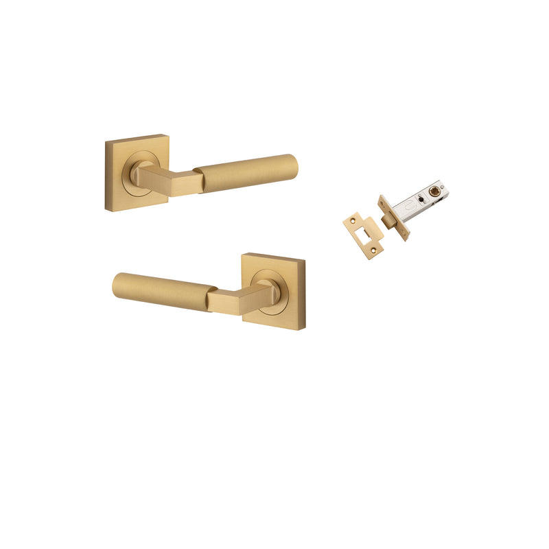 Berlin Lever on Square Rose Brushed Brass Passage Kit