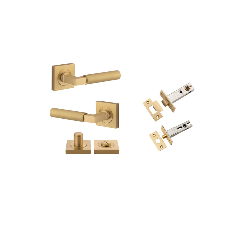 Berlin Lever on Square Rose Brushed Brass Privacy Kit